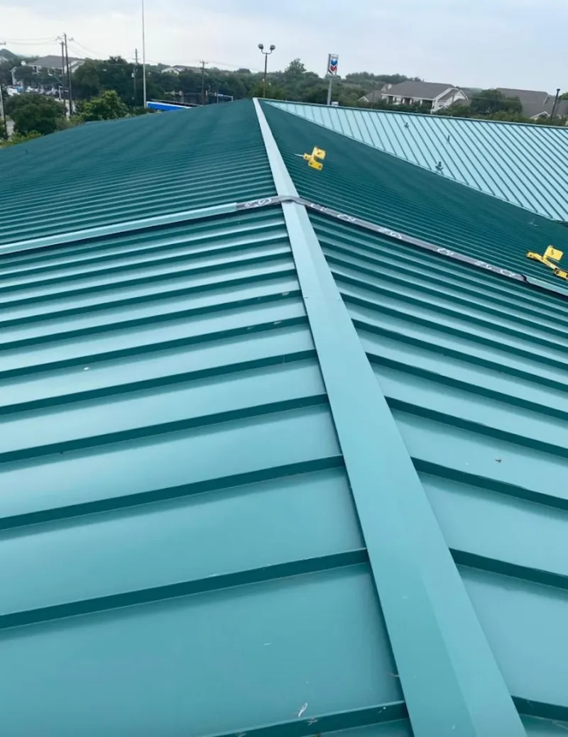 Green commercial metal roof ridge and valley for Metal Roof Repair in Leonardtown